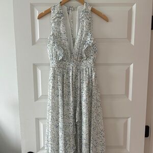 NWT Storia floral ruffle garden lined maxi dress vacation size small